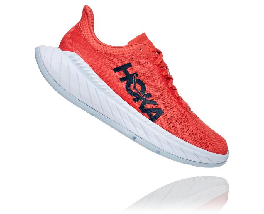 Hoka One One Tenisky Damske Červené/Biele - Carbon X 2 - 83765-LZFA